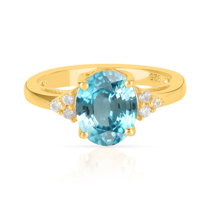 Blue Zircon with Accents Silver Ring