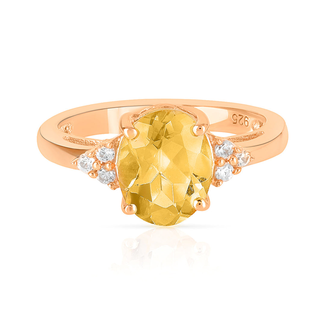 Citrine with Accents Silver Ring