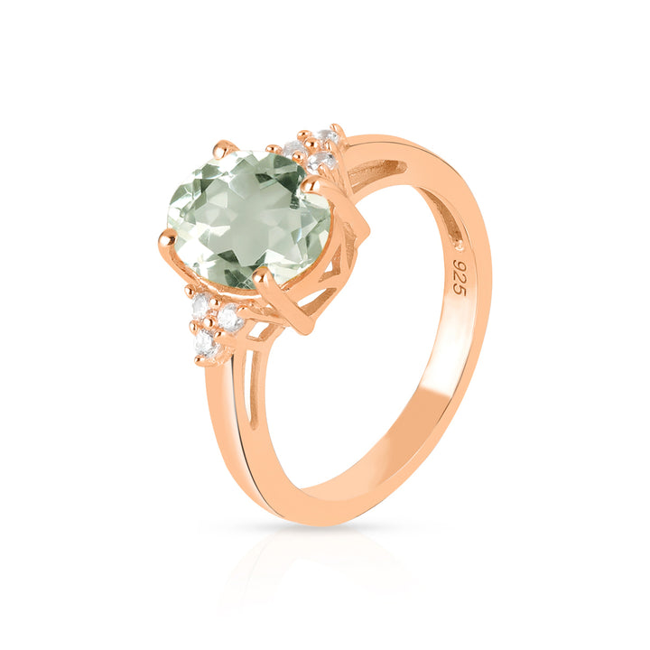 Green Amethyst with Accents Silver Ring