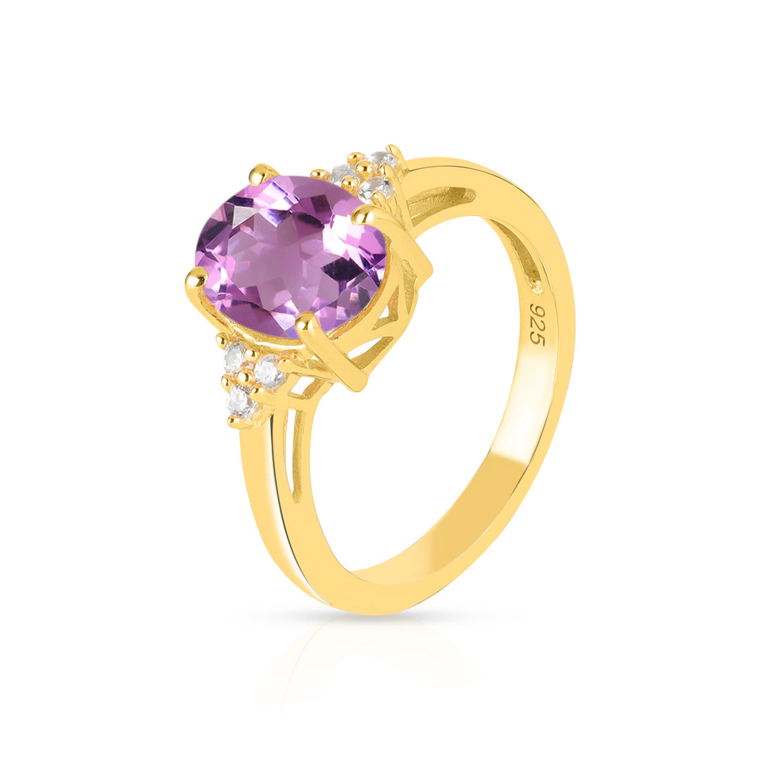 Pink Amethyst with Accents Silver Ring