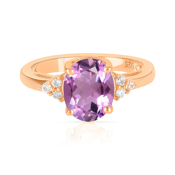 Pink Amethyst with Accents Silver Ring