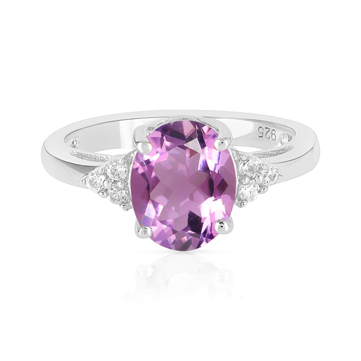 Pink Amethyst with Accents Silver Ring