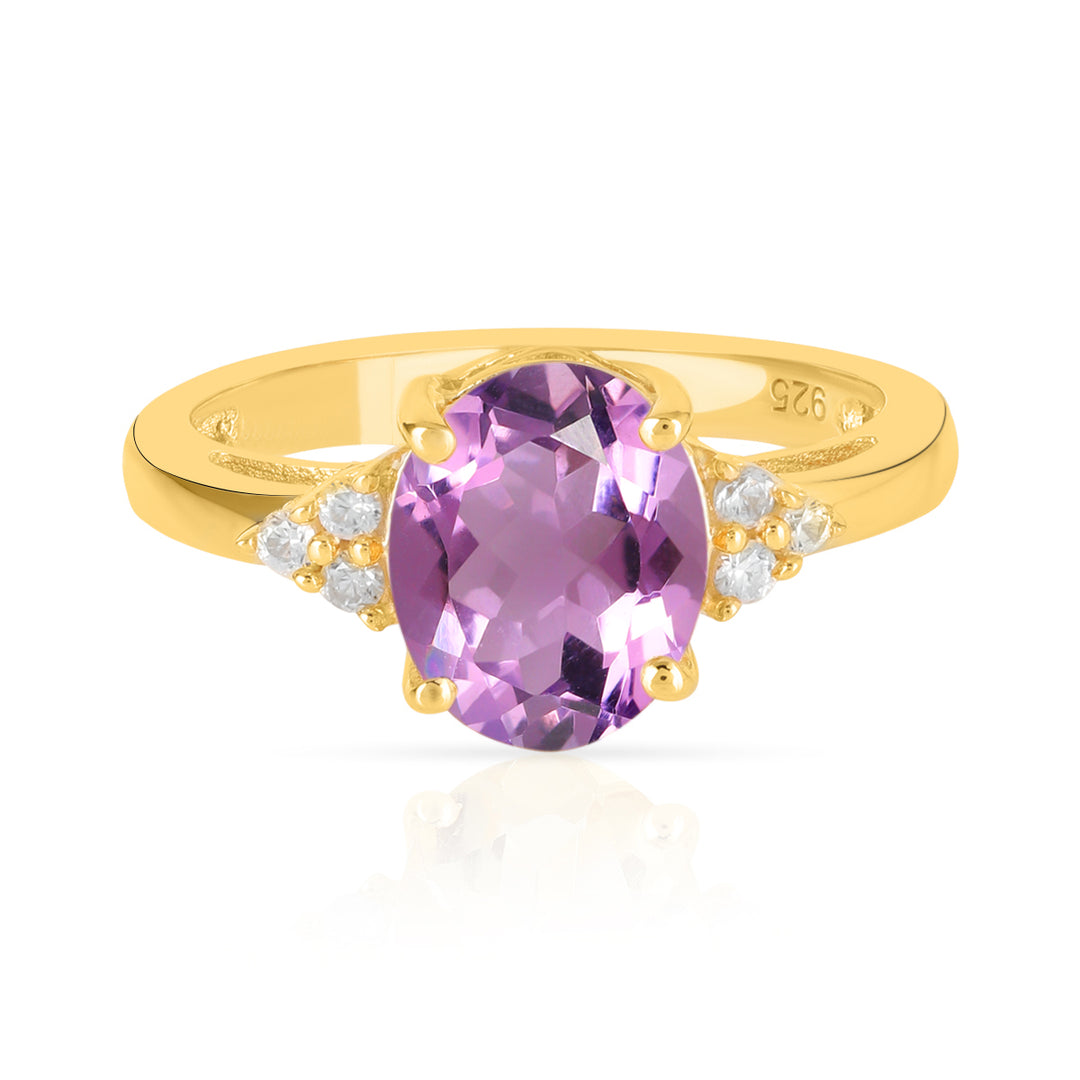 Pink Amethyst with Accents Silver Ring