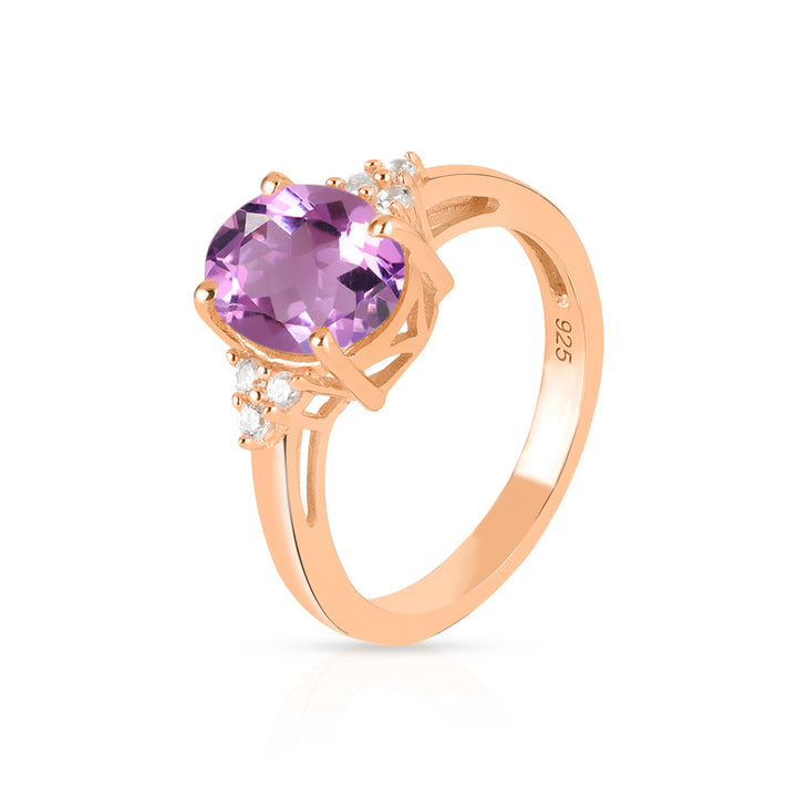 Pink Amethyst with Accents Silver Ring