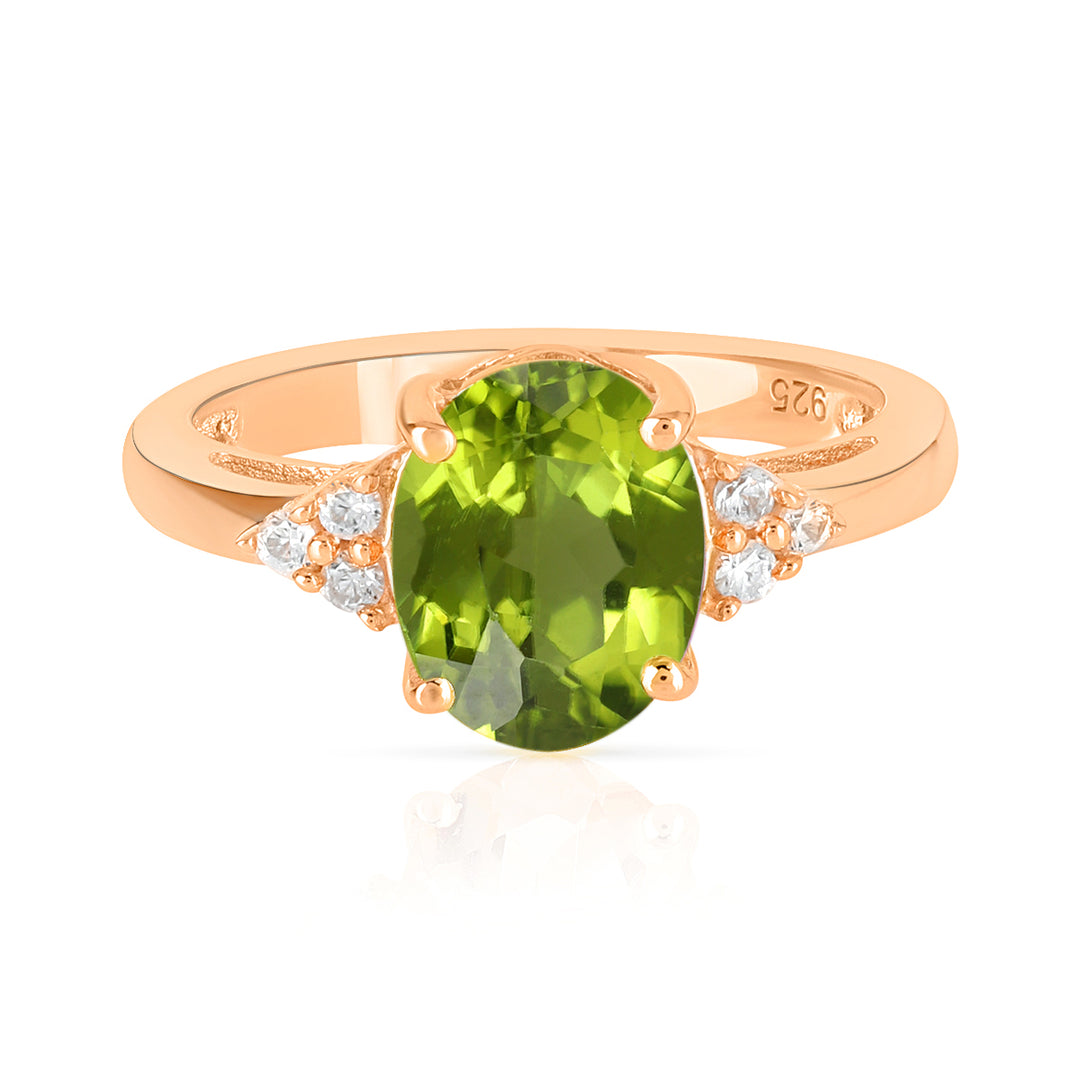 Peridot with Accents Silver Ring