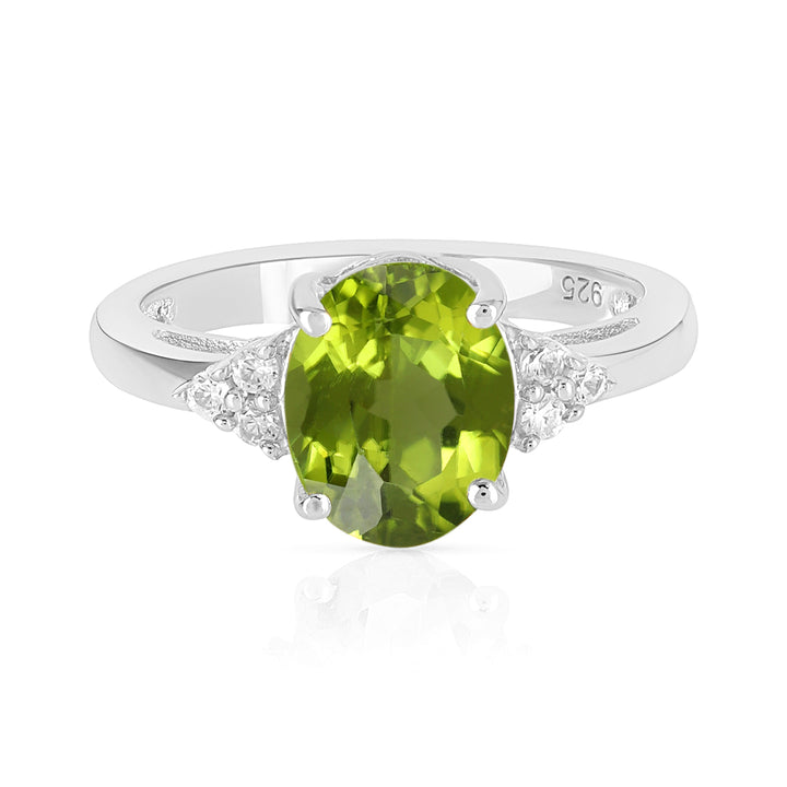 Peridot with Accents Silver Ring