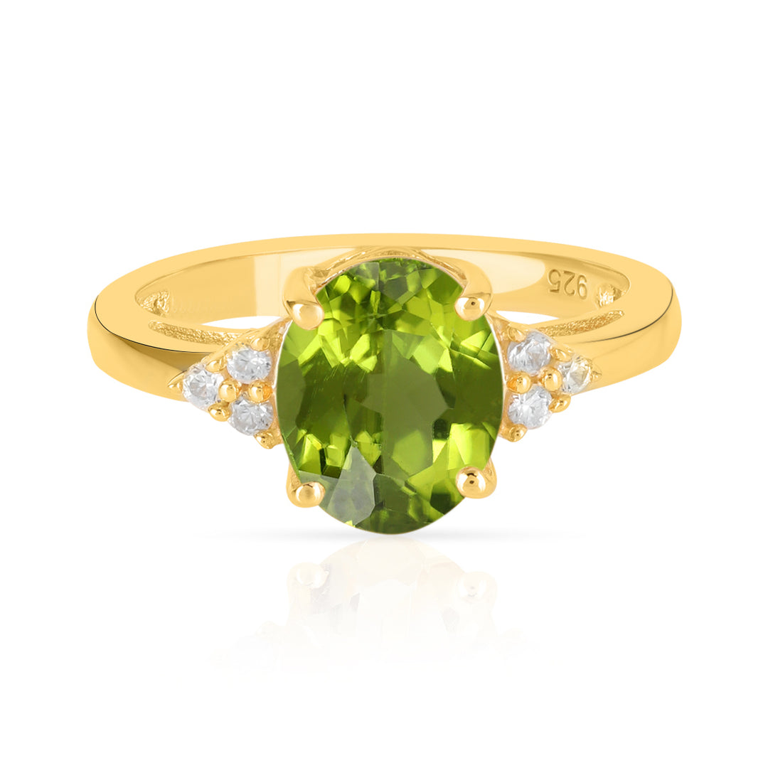 Peridot with Accents Silver Ring