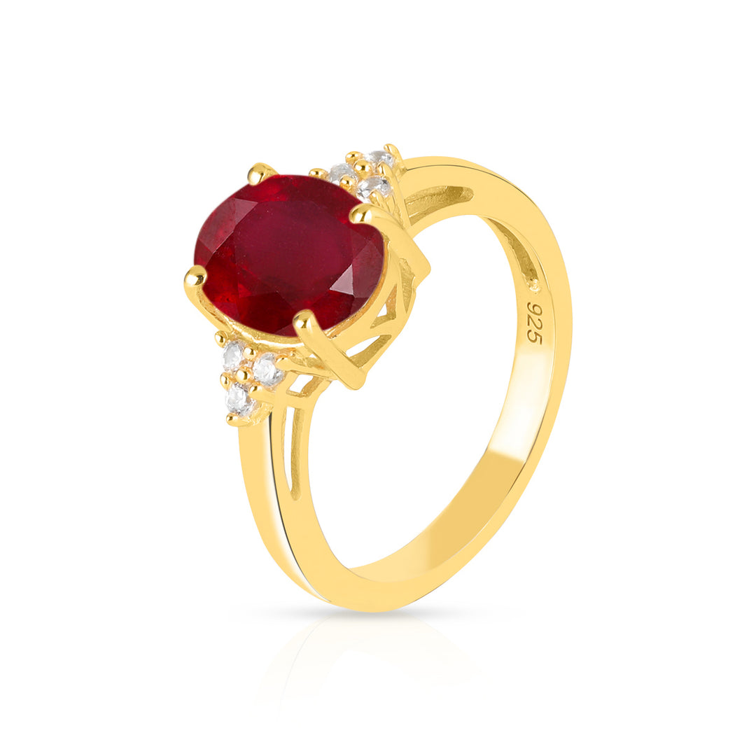 Ruby with Accents Silver Ring