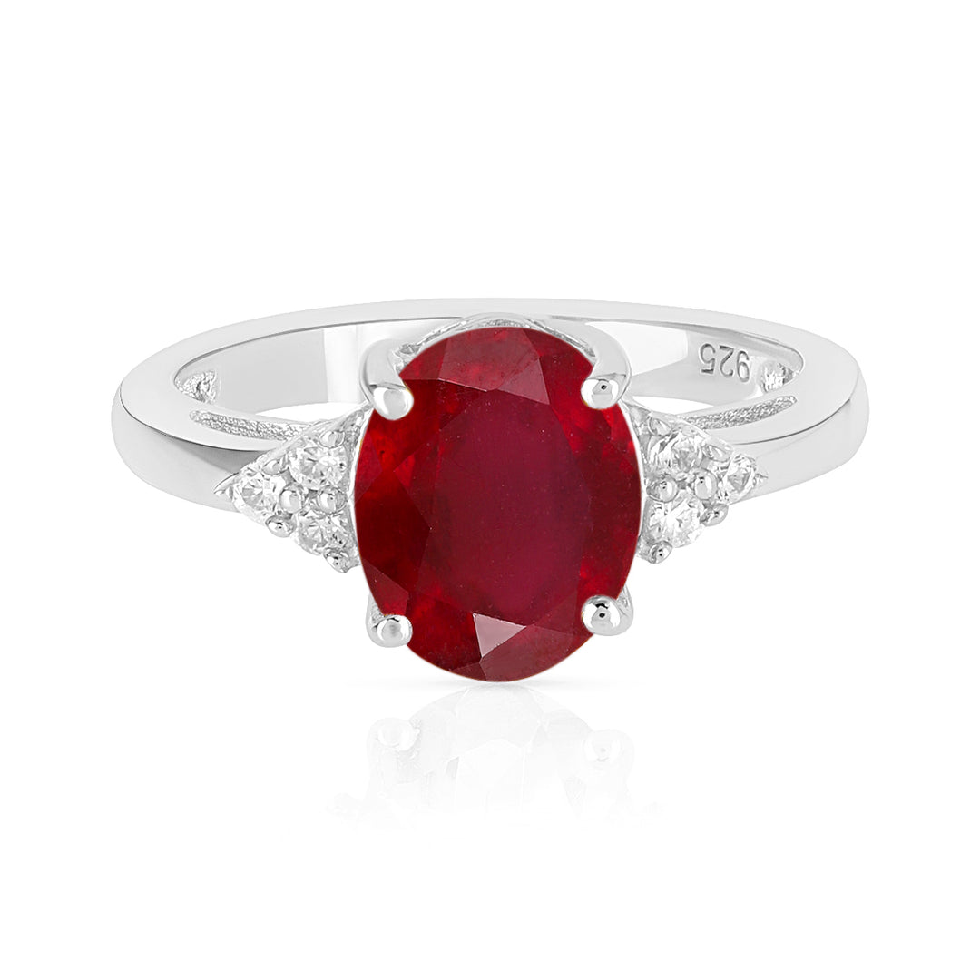 Ruby with Accents Silver Ring