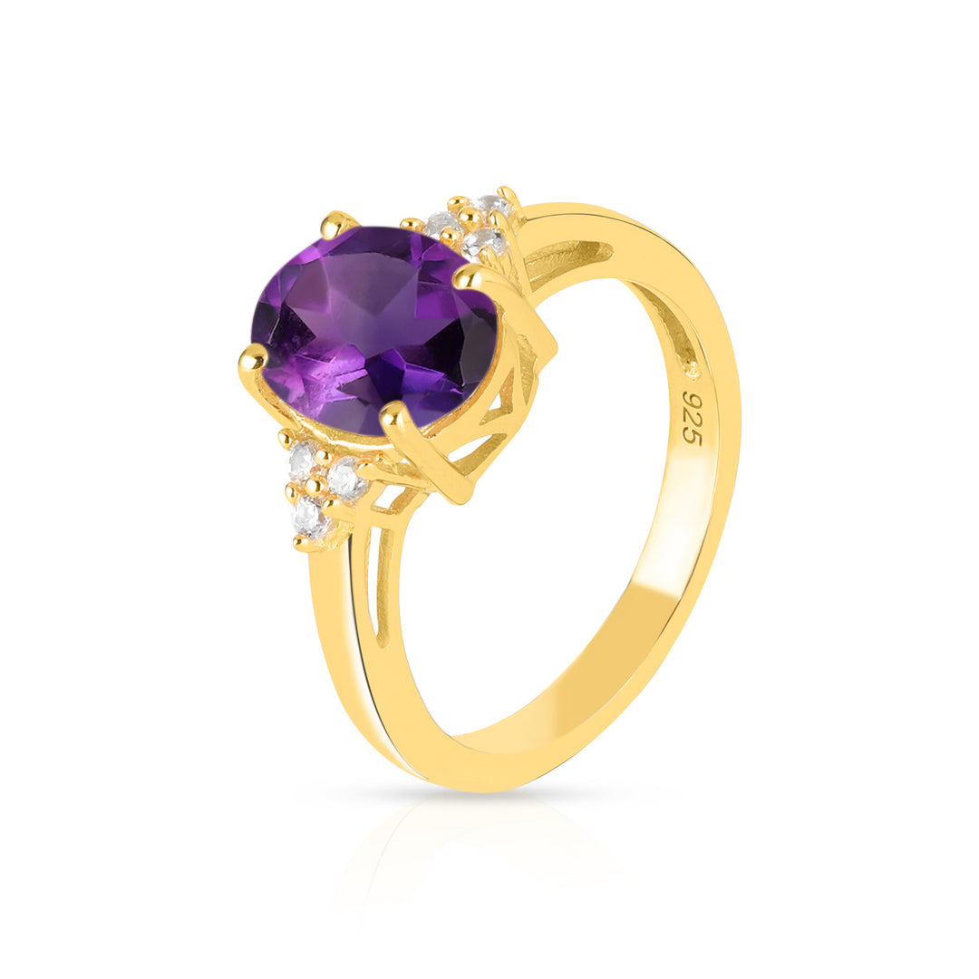 Amethyst with Accents Silver Ring