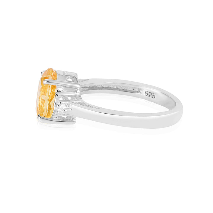 Citrine with Accents Silver Ring