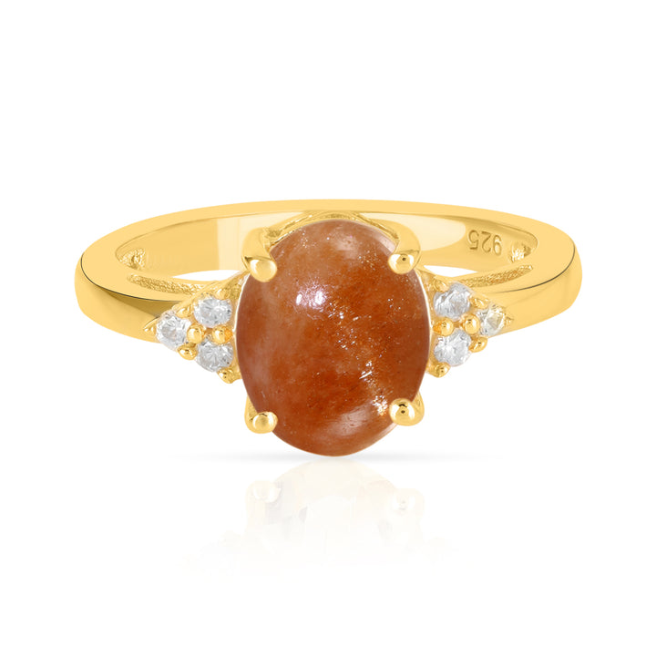 Sunstone with Accents Silver Ring