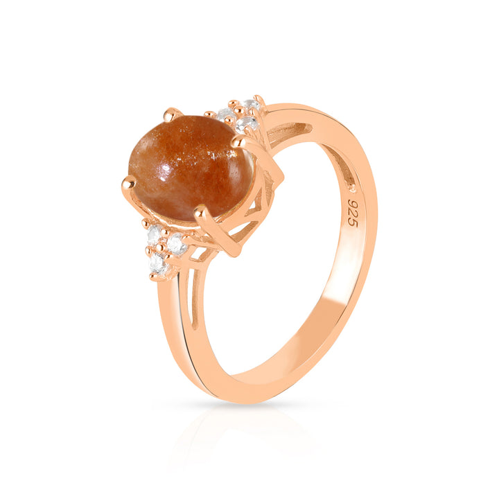 Sunstone with Accents Silver Ring