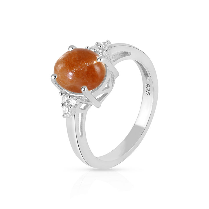 Sunstone with Accents Silver Ring