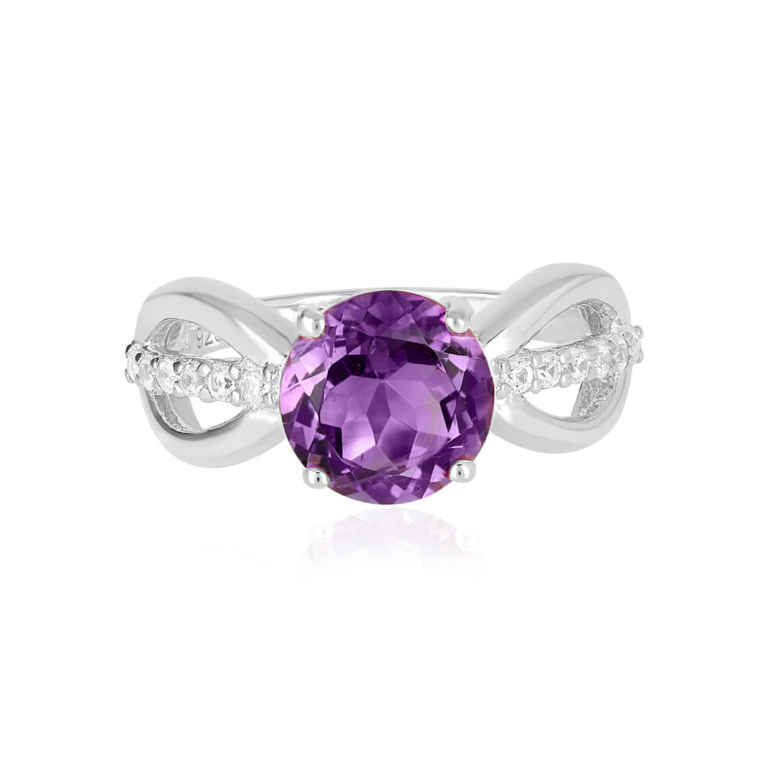 Amethyst Infinity Silver Ring