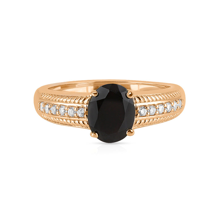 Black Onyx and Zircon Silver Ring