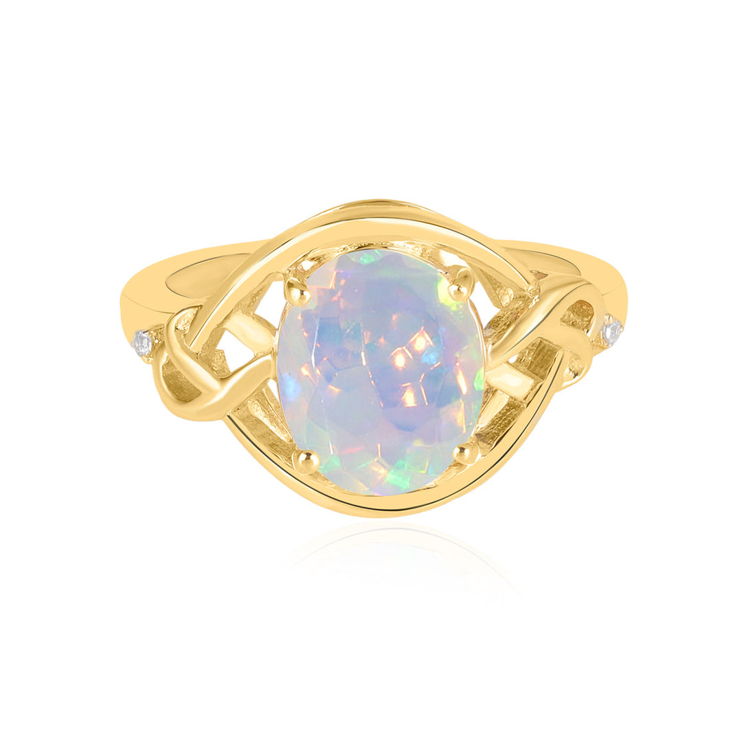 Ethiopian Opal Solitaire Silver Ring