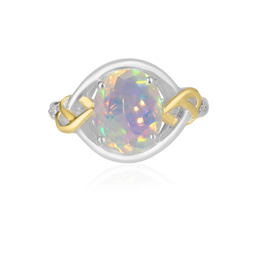 Ethiopian Opal Solitaire Silver Ring