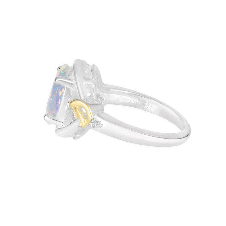 Ethiopian Opal Solitaire Silver Ring