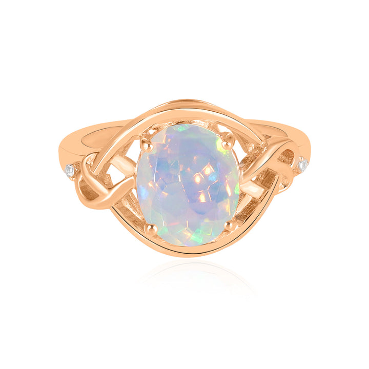 Ethiopian Opal Solitaire Silver Ring