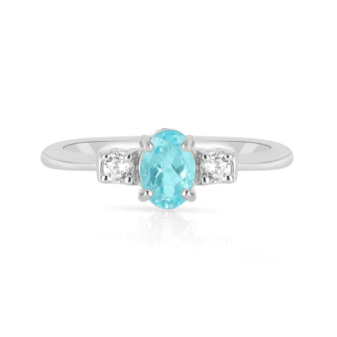 Sky Apatite and Zircon Silver Ring