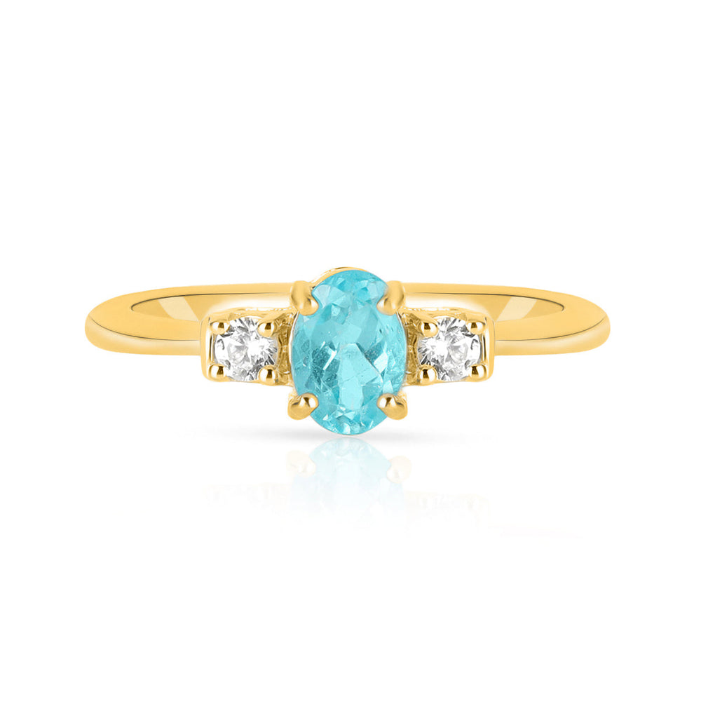 Sky Apatite and Zircon Silver Ring