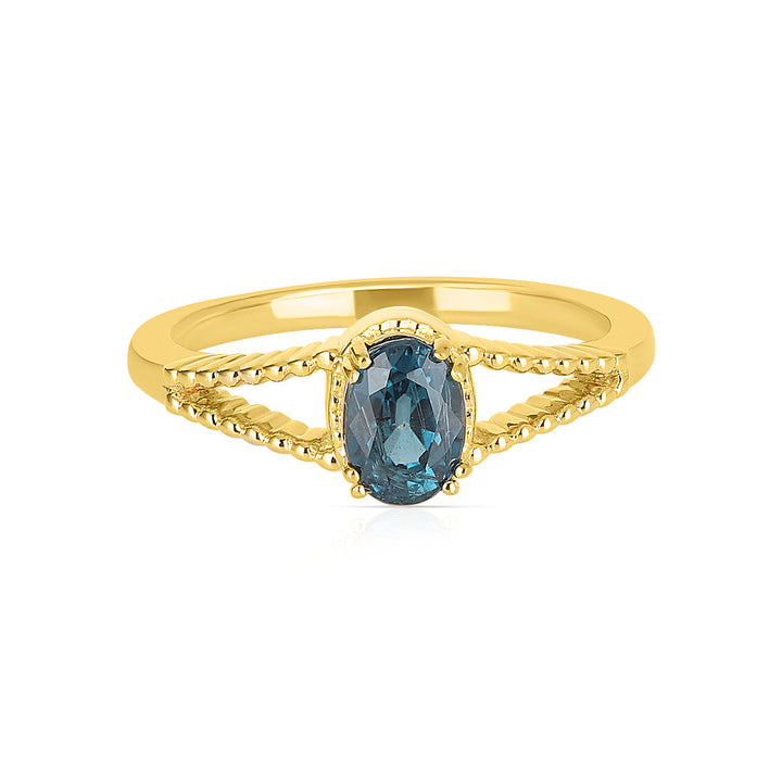 Teal Kyanite Solitaire Silver Ring