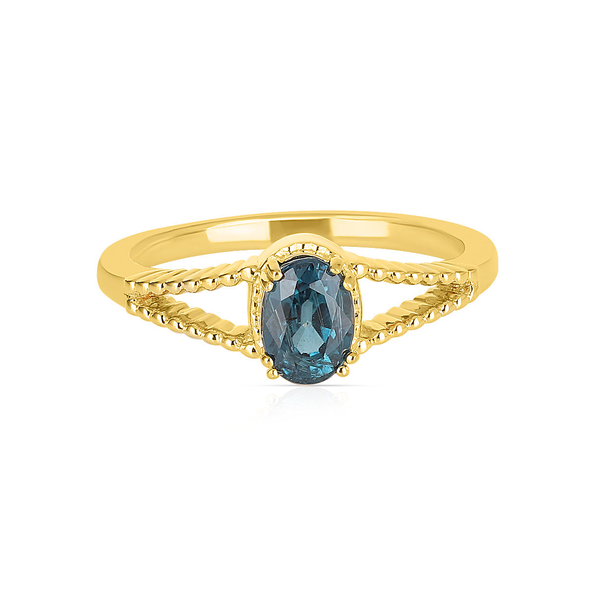 Teal Kyanite Solitaire Silver Ring