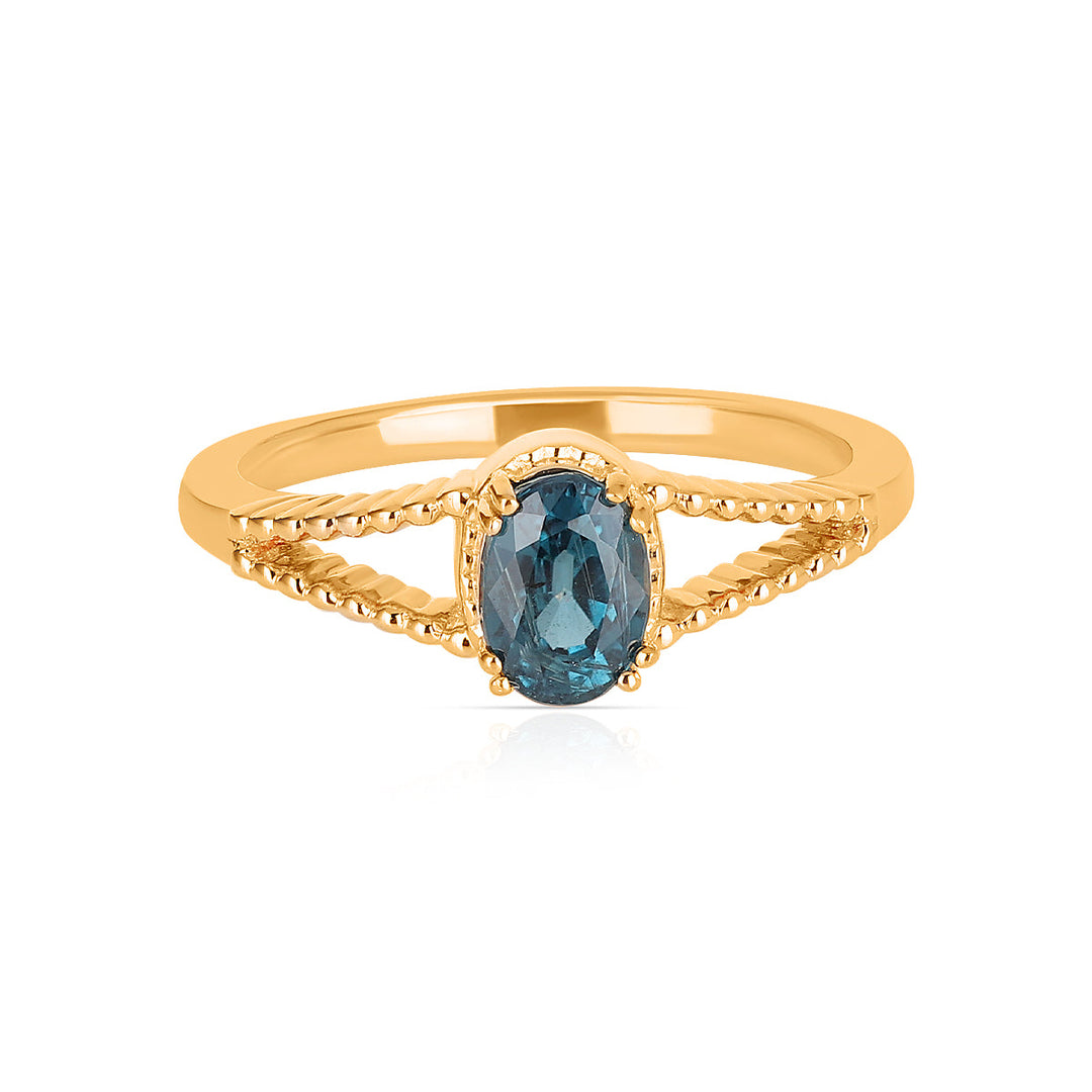 Teal Kyanite Solitaire Silver Ring