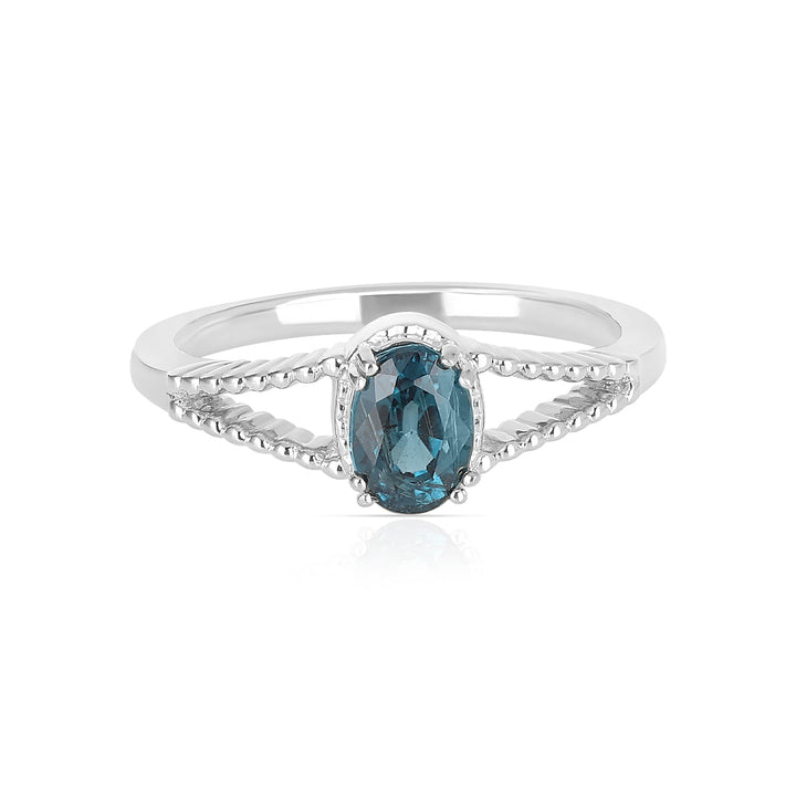 Teal Kyanite Solitaire Silver Ring