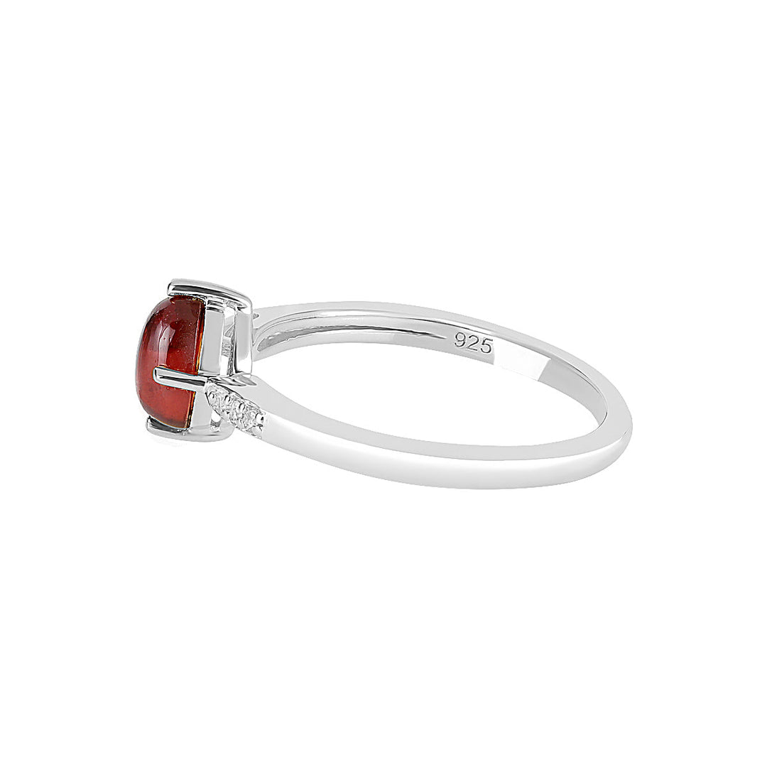 Garnet with Accents Silver Ring