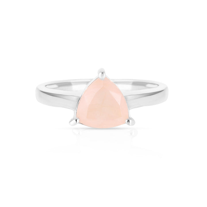 Rose Quartz Solitaire Silver Ring