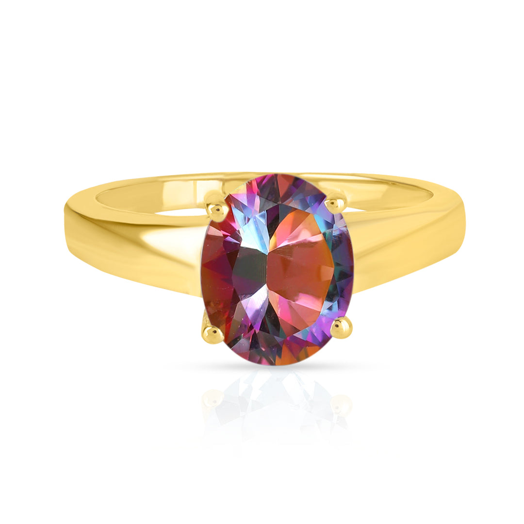 Mystic Topaz Solitaire Silver Ring