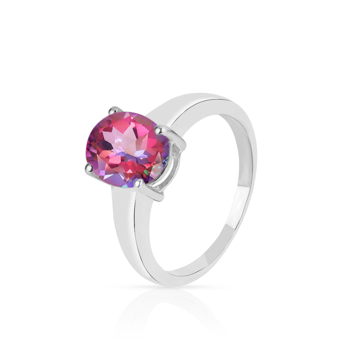 Mystic Quartz Solitaire Silver Ring