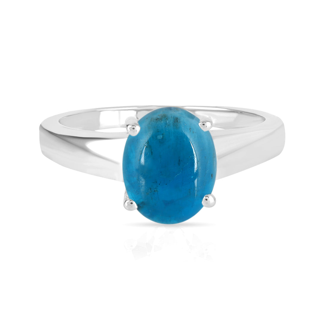 Neon Apatite Cabochon Silver Ring