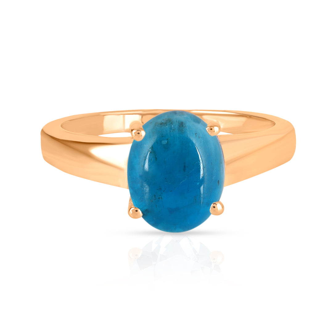 Neon Apatite Cabochon Silver Ring