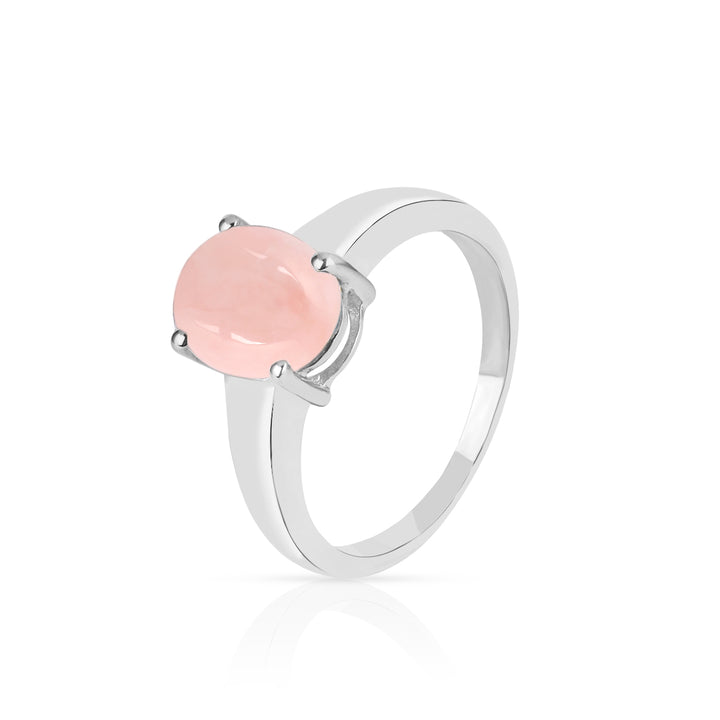 Pink Opal Cabochon Silver Ring