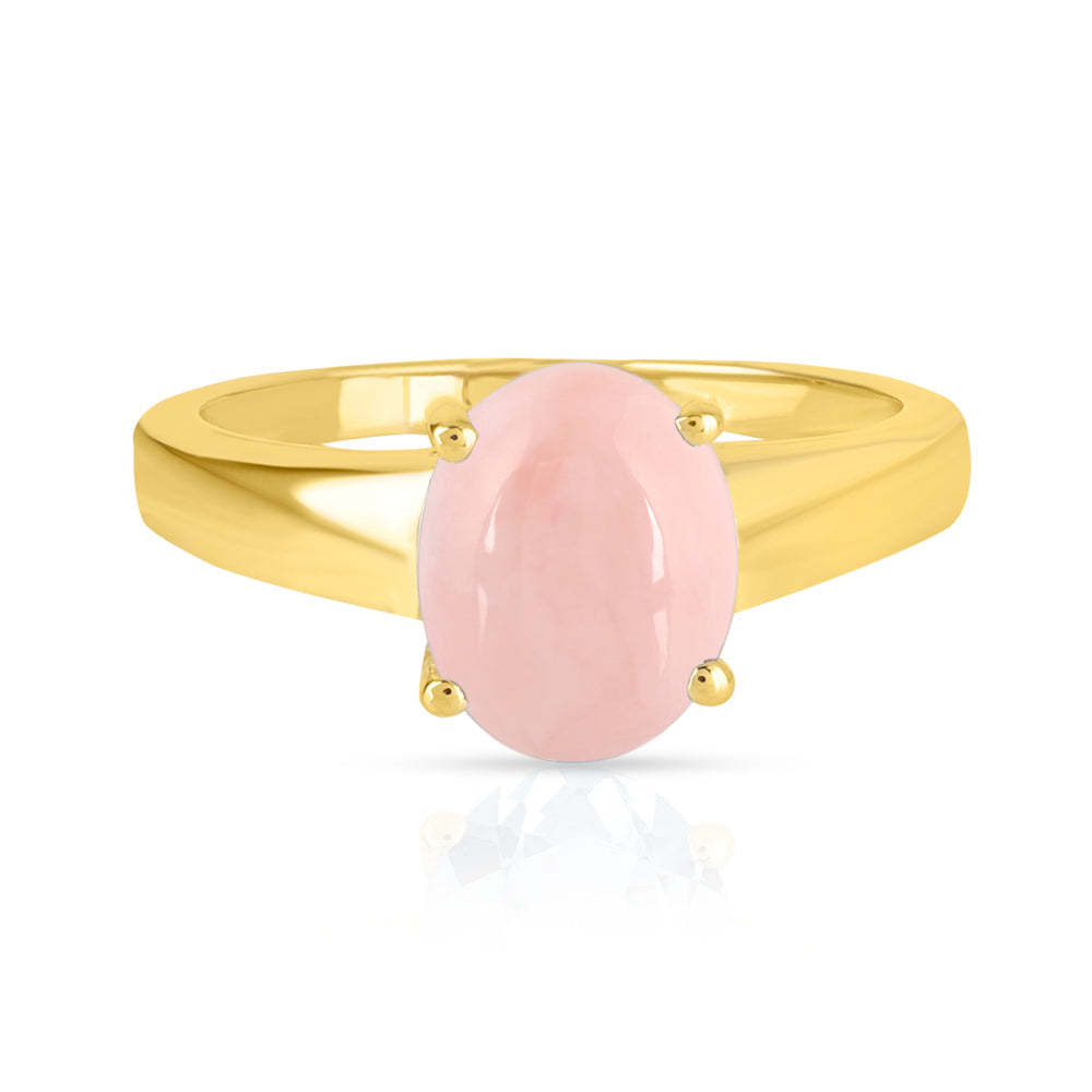 Pink Opal Cabochon Silver Ring