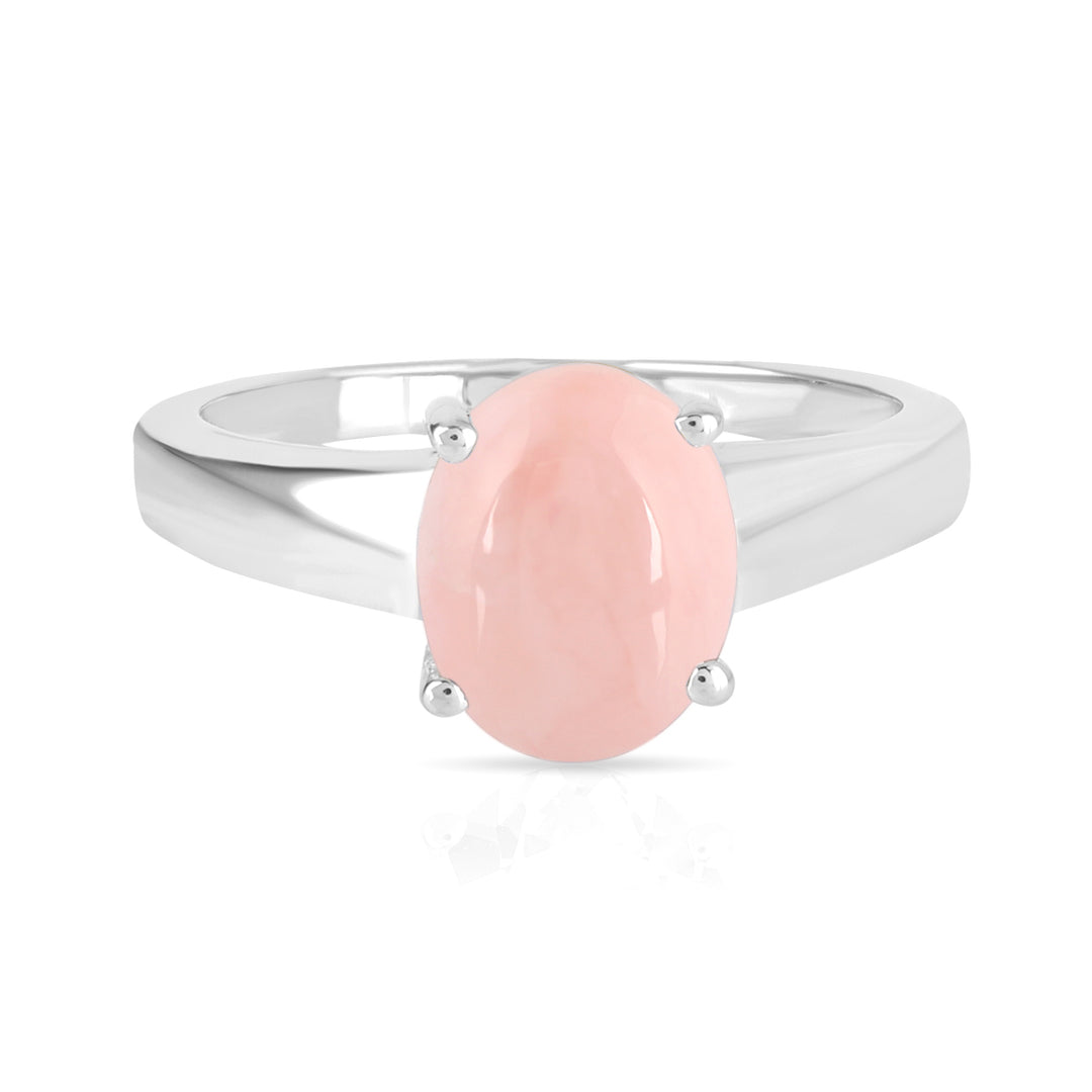 Pink Opal Cabochon Silver Ring