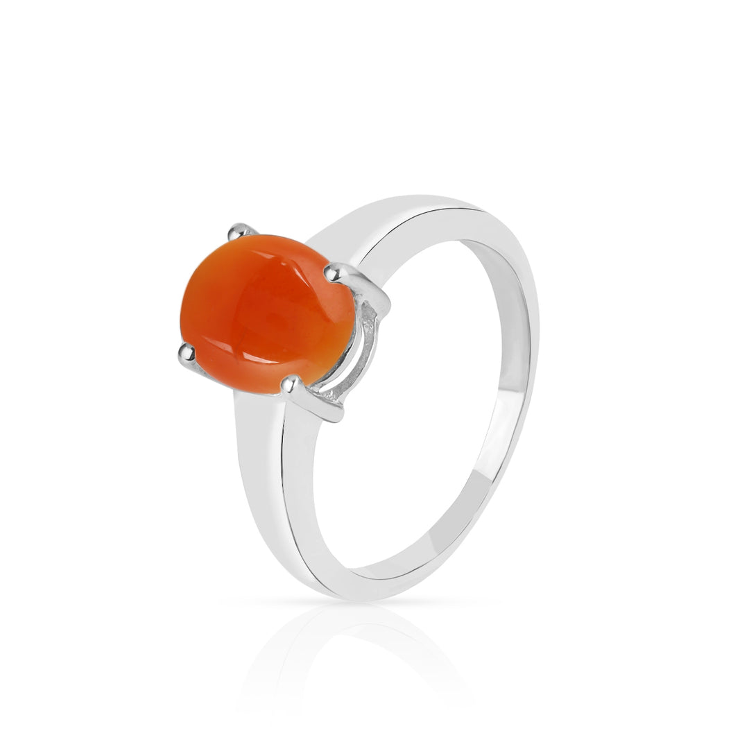 Red Onyx Cabochon Silver Ring