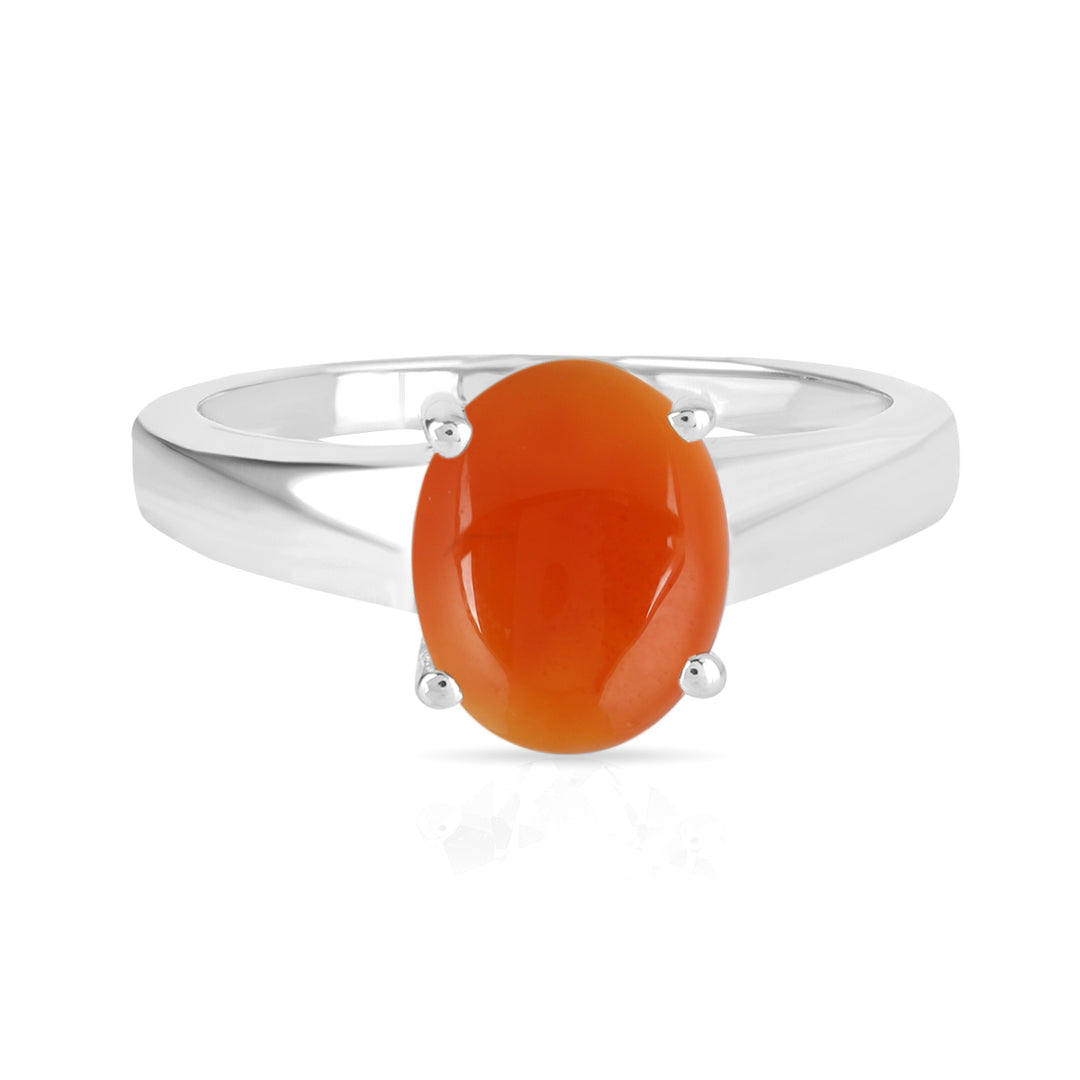 Red Onyx Cabochon Silver Ring