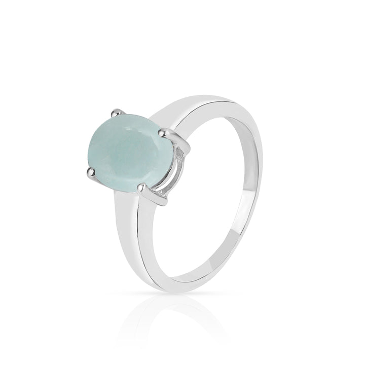 Aquamarine Cabochon Silver Ring