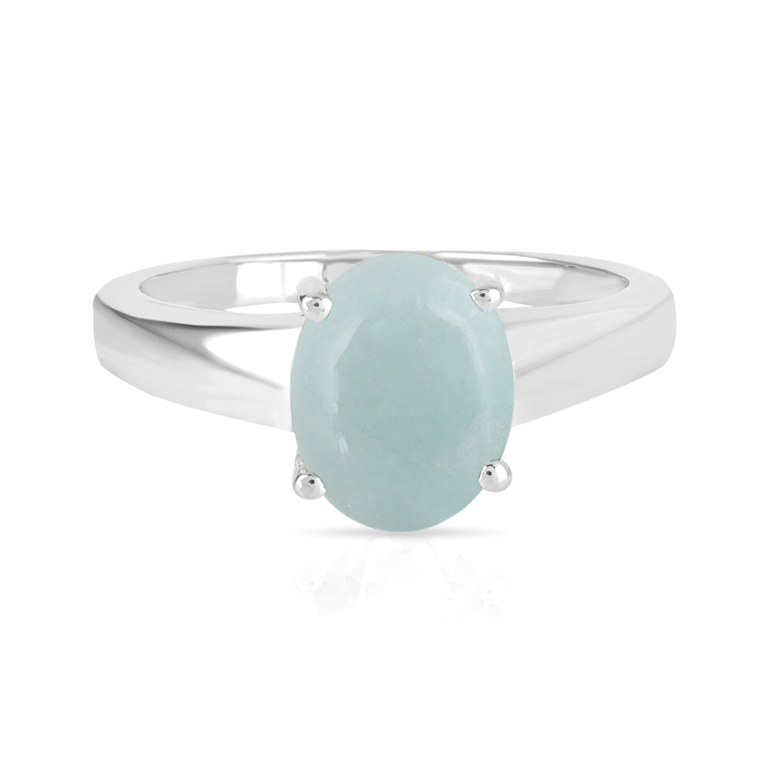 Aquamarine Cabochon Silver Ring