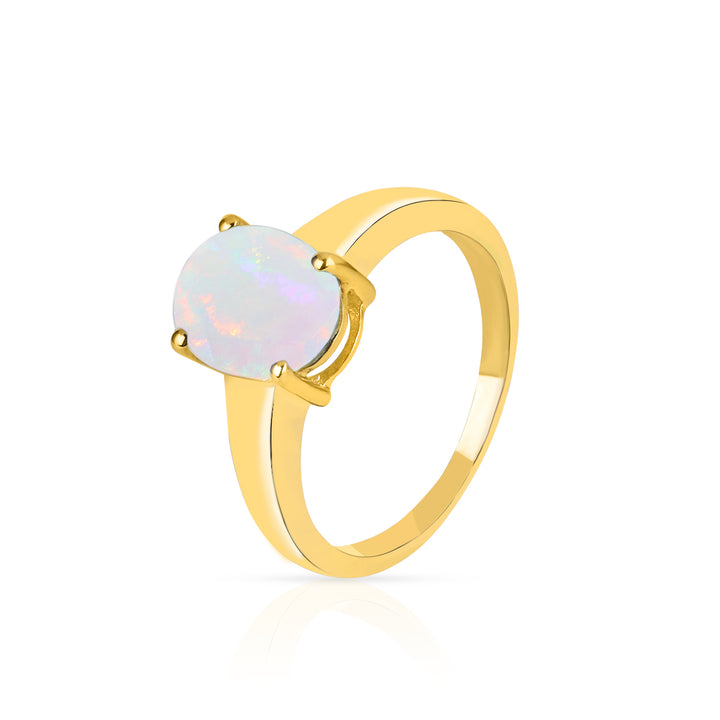 Ethiopian Opal Solitaire Silver Ring