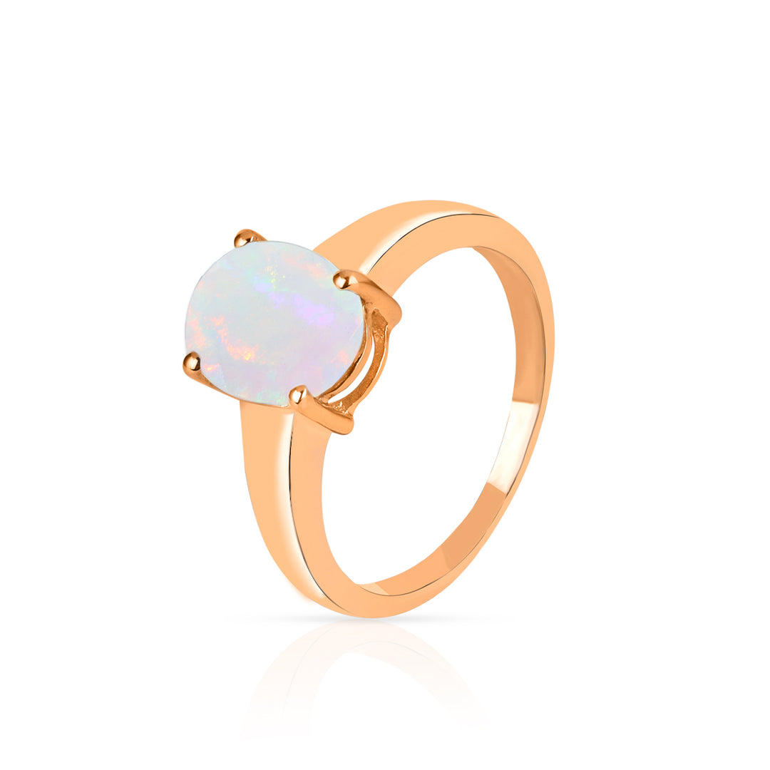 Ethiopian Opal Solitaire Silver Ring