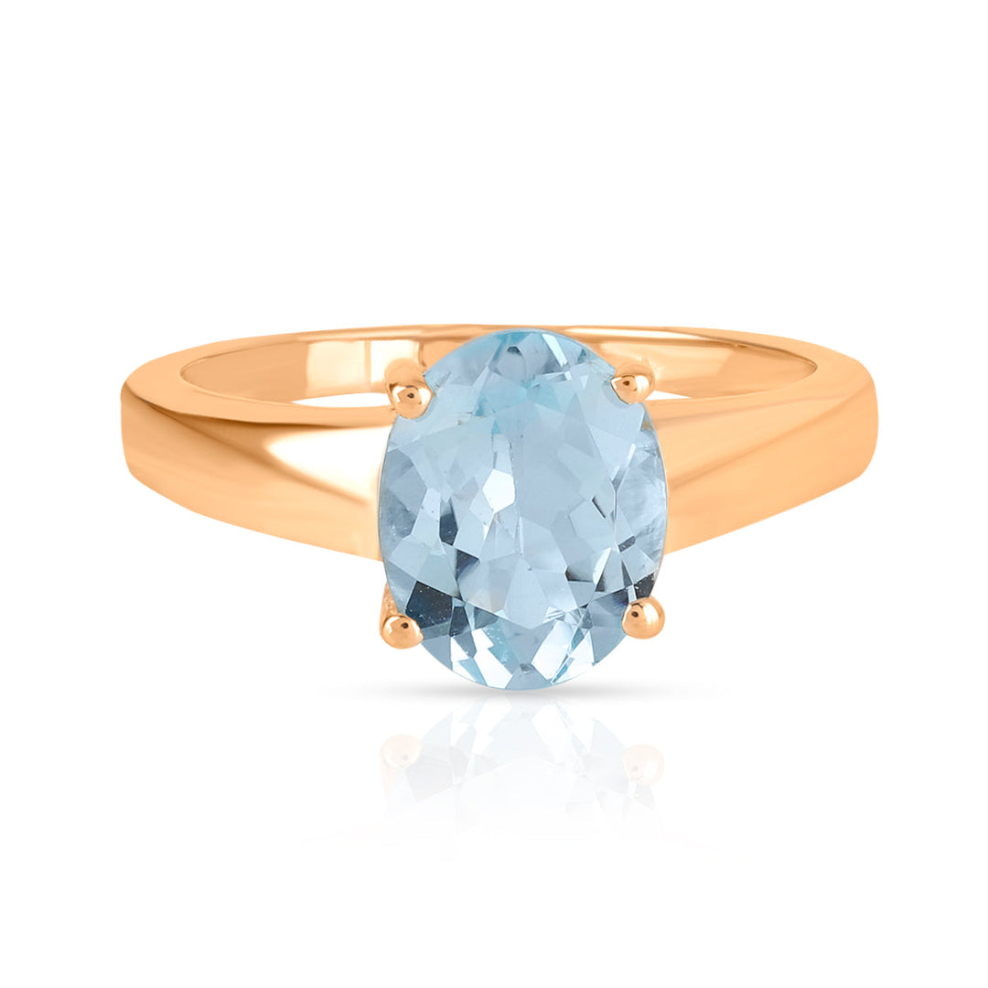 Sky Blue Topaz Solitaire Silver Ring