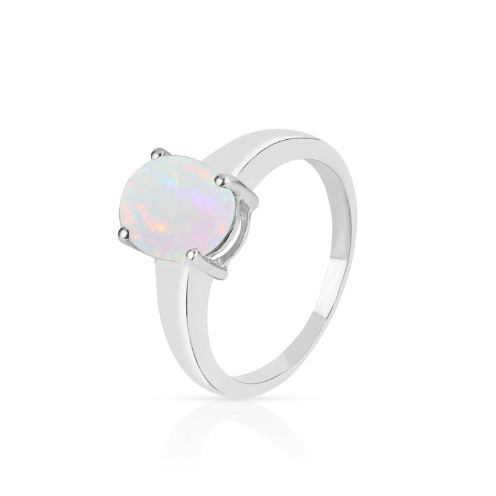 Ethiopian Opal Solitaire Silver Ring