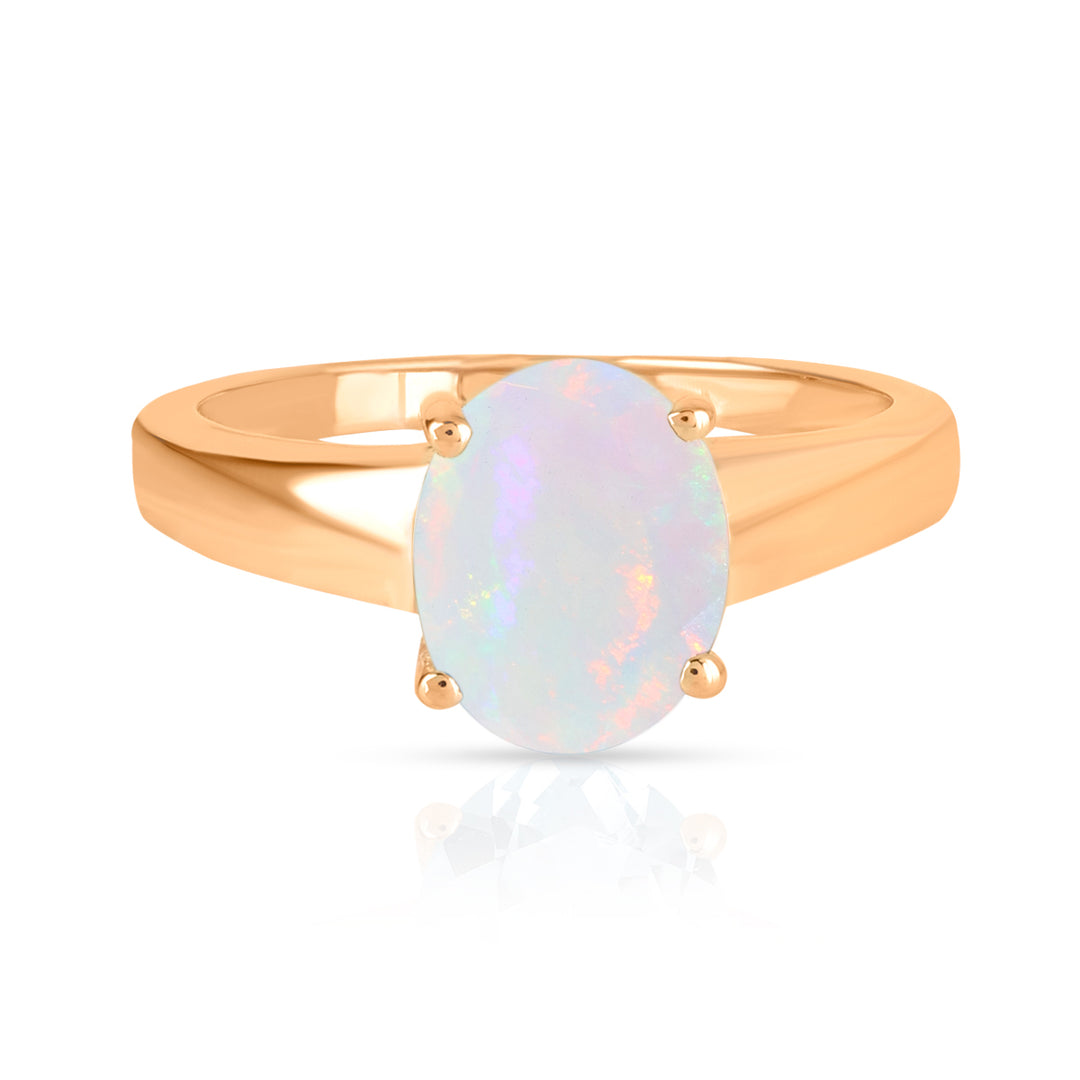 Ethiopian Opal Solitaire Silver Ring