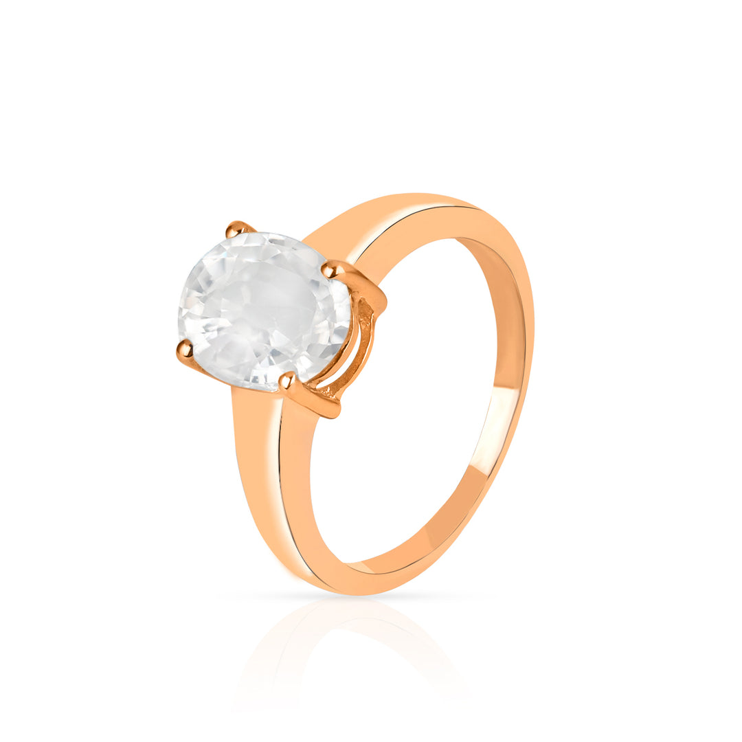 Zircon Solitaire Silver Ring