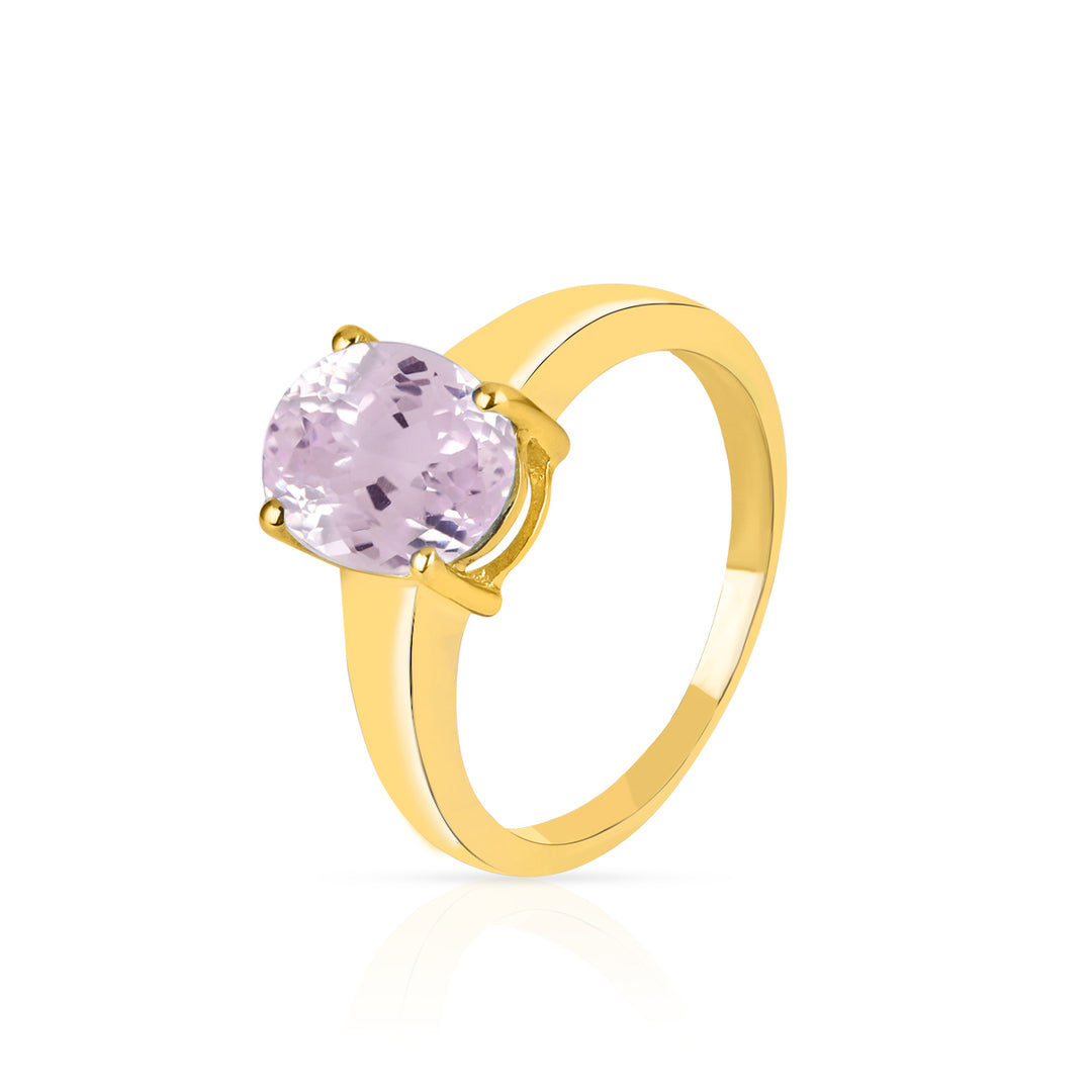 Kunzite Solitaire Silver Ring